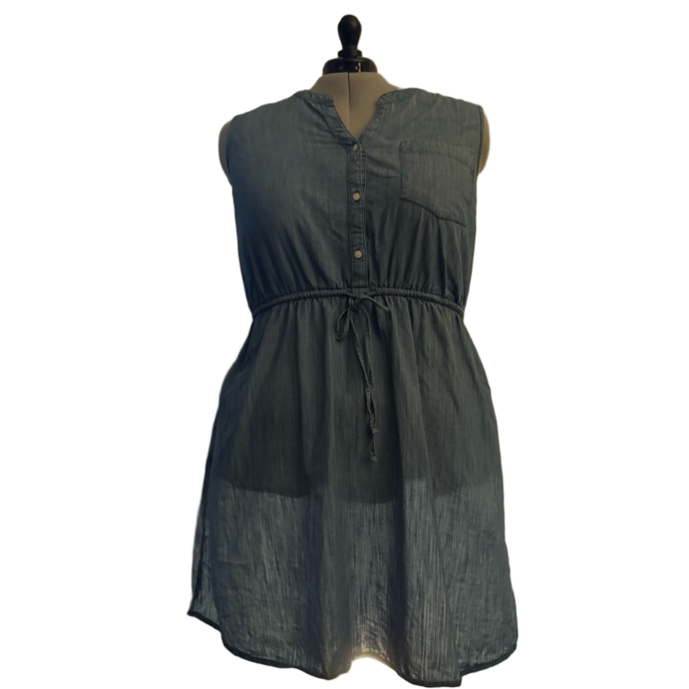 Vintage Sleeveless Denim Knee Length Dress